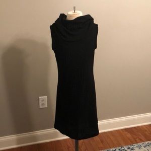 Sleeveless Black fitting dress with attached scarf